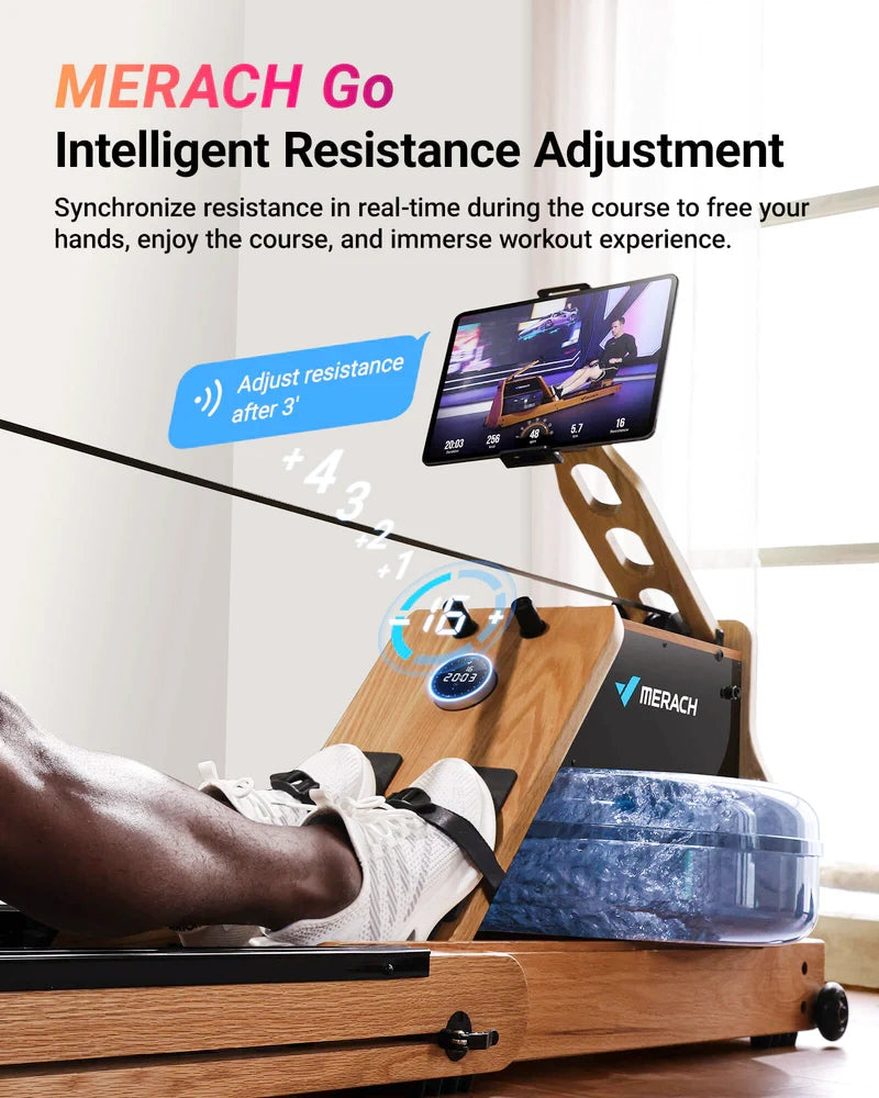 Merach 950 Dual-Resistance Wood Rowing Machine