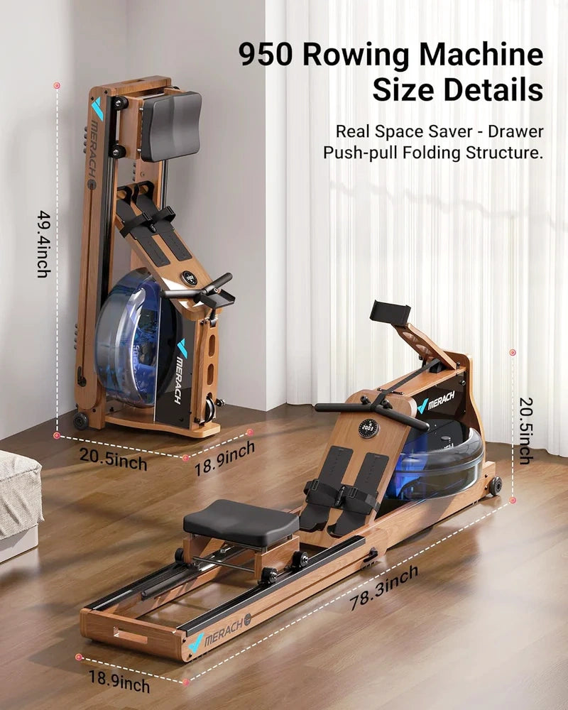 Merach 950 Dual-Resistance Wood Rowing Machine