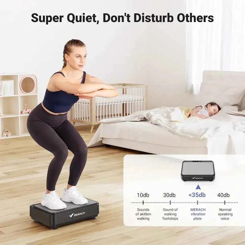 MR-2441B Mini Vibration Plate with Resistance Ropes for Whole Body Fitness - Merach US