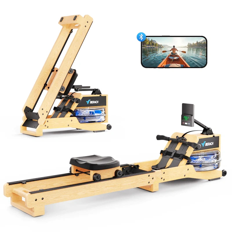 Merach R23 Luxe-Oak Foldable Water-Resistance Rowing Machine