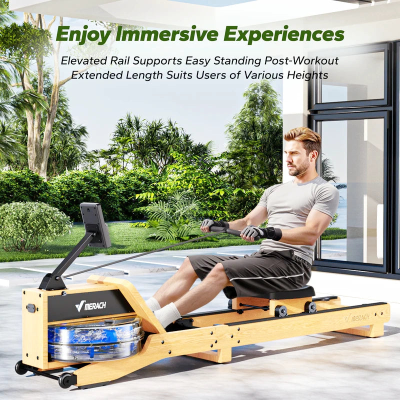 Merach R23 Luxe-Oak Foldable Water-Resistance Rowing Machine