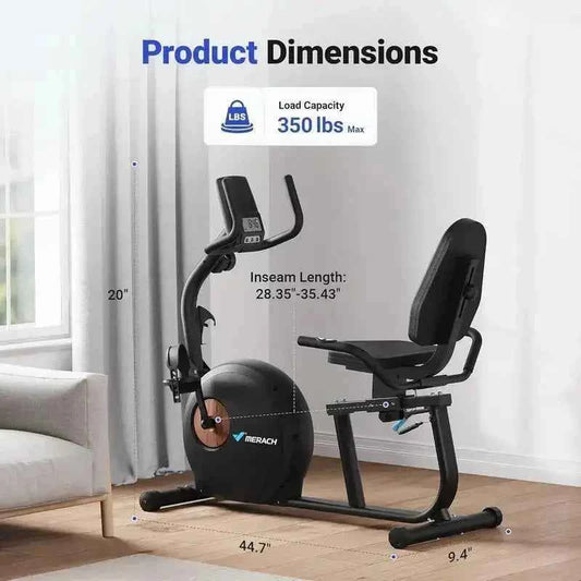 S23 Recumbent Exercise Bike With Resistance Bands for Home Workouts