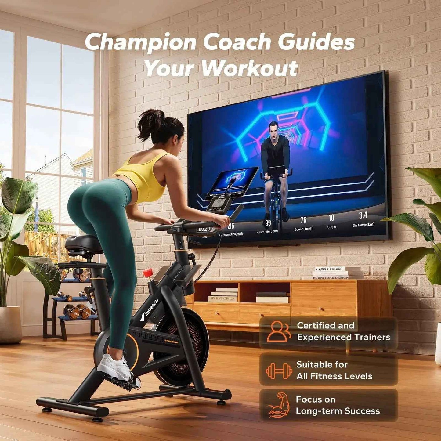 S29B2 Self-Powered Stationary Bike with Auto Resistance For Home Cycling Fitness