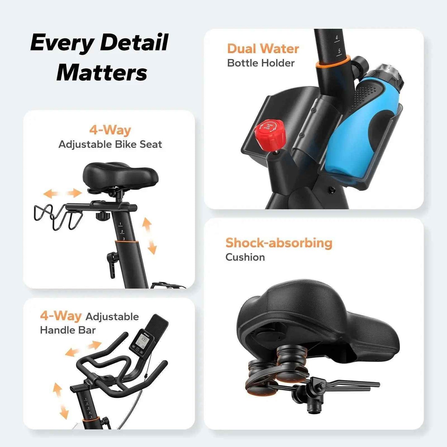 S29B2 Self-Powered Stationary Bike with Auto Resistance For Home Cycling Fitness