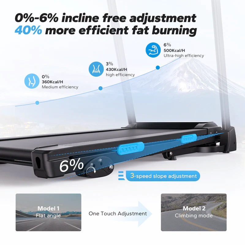 T12 Foldable Walking Treadmill with 6% Incline