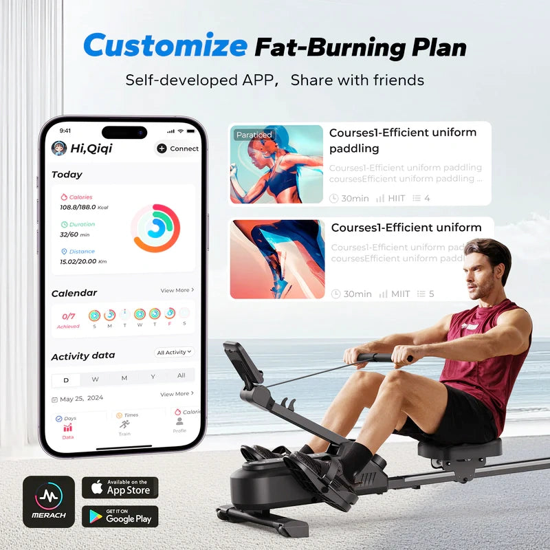 Meracg R25 Affordable Magnetic Foldable Rowing Machine