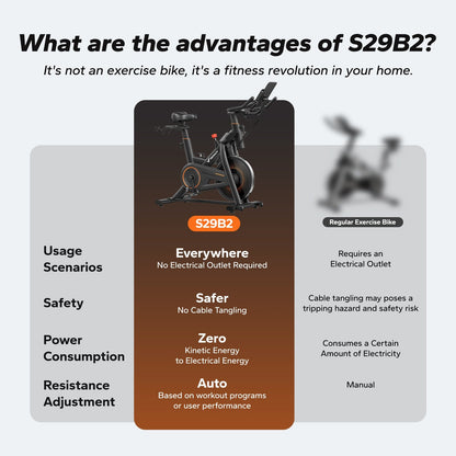 Merach S29B2 Self-Powered Exercise Bike with Auto Resistance Nice Stationary Bike