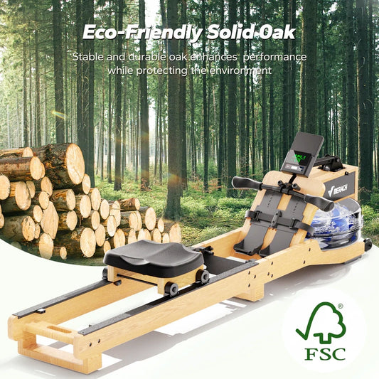 Merach R23 Luxe-Oak Foldable Water-Resistance Rowing Machine