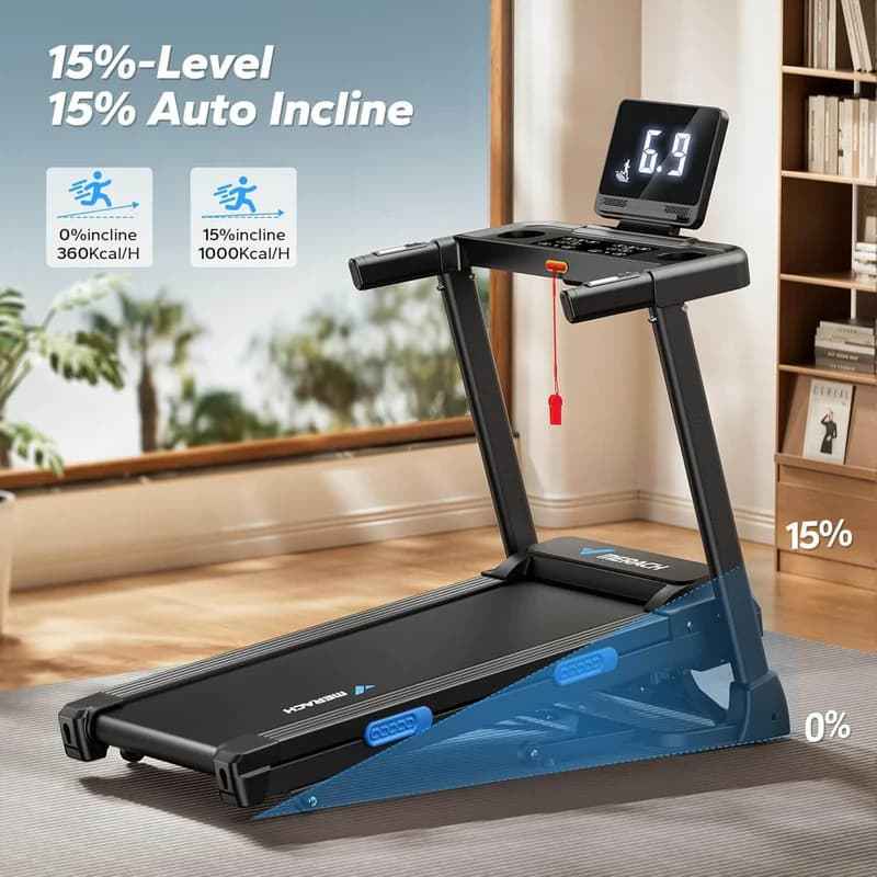 New Arrival T12B2  15% Auto Incline Foldable Treadmill