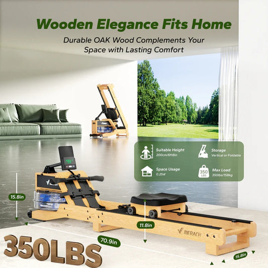 R23 Luxe-Oak Foldable Water Rowing Machine - Merach US